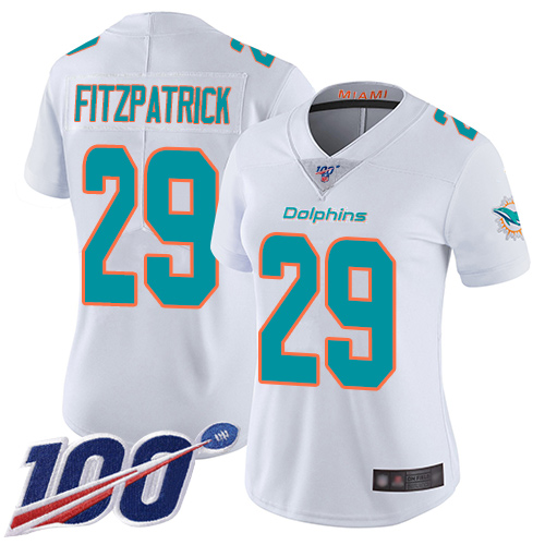 Nike Miami Dolphins #29 Minkah Fitzpatrick White Women Stitched NFL 100th Season Vapor Limited Jersey
